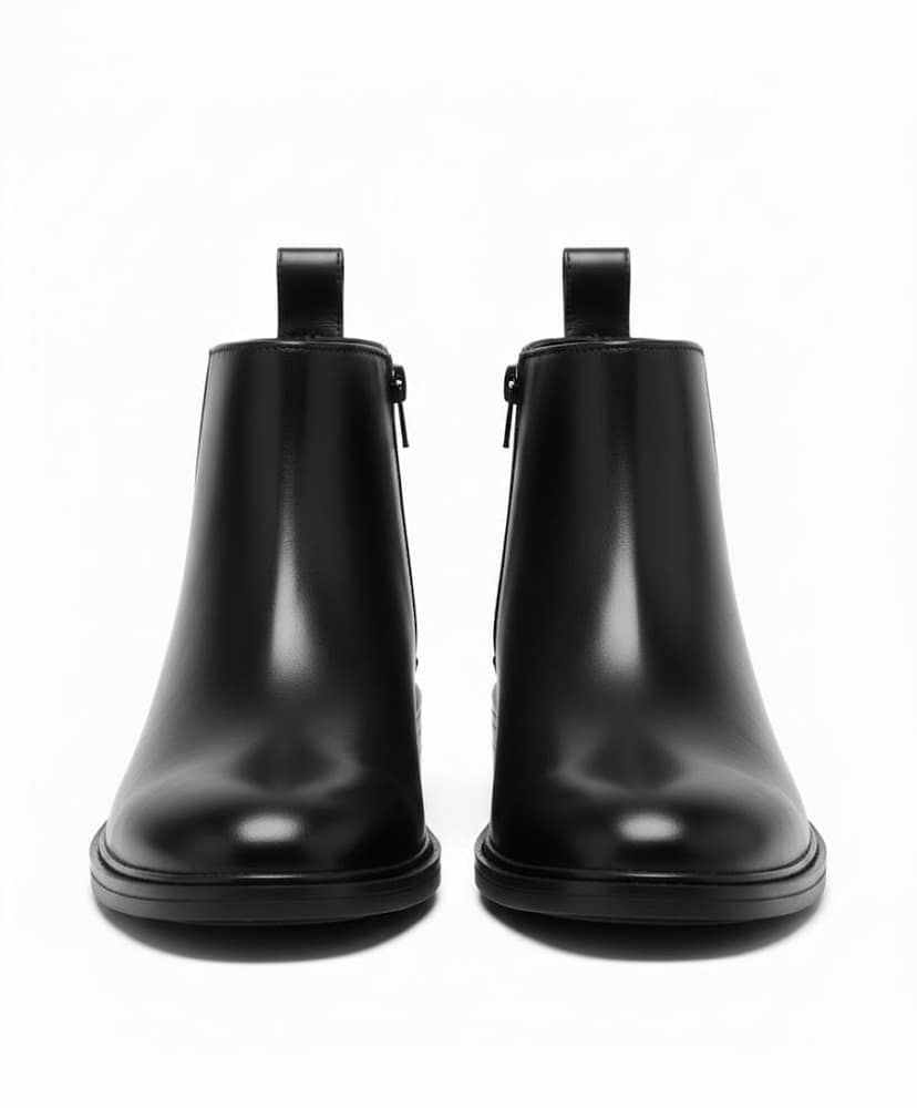 WUGO:: Latest Trendy Men Solid Faux Leather Black Chain Chelsea Boots | Stylish Slip-On Casual & Party Wear Boots for Men & Boys | Durable Grip Sole | Free Home Delivery view 2