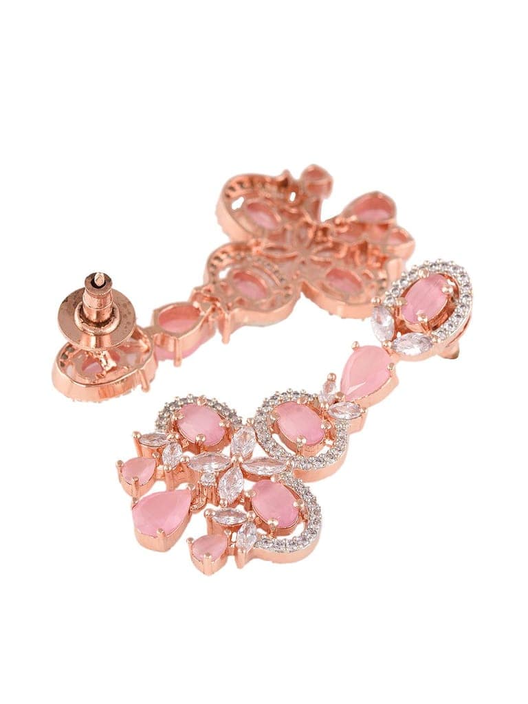 Contemporary Pink Diamond studded Necklace Earrings for women & Girls view 5