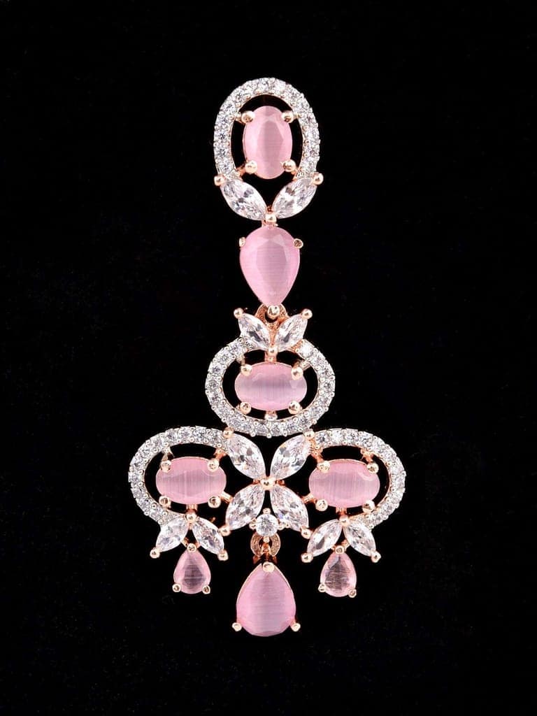 Contemporary Pink Diamond studded Necklace Earrings for women & Girls view 8