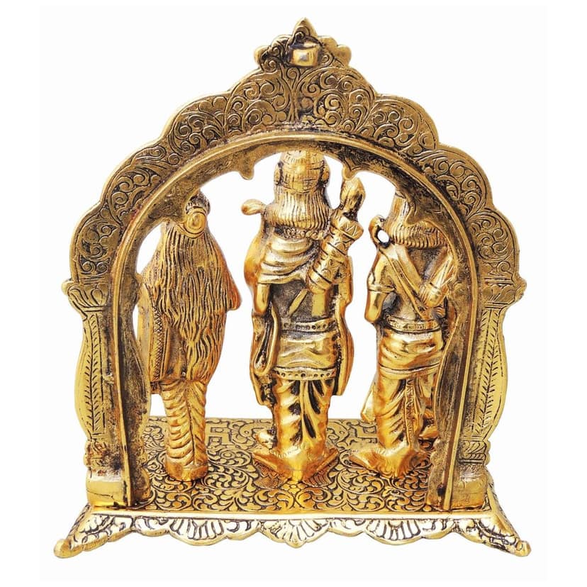 Aluminium Ram Darbar Statue with Red Velvet Box | Premium Ram Parivar Idol for Puja & Gift, Height : 9.5 Inch (ASMAS229 G) view 2
