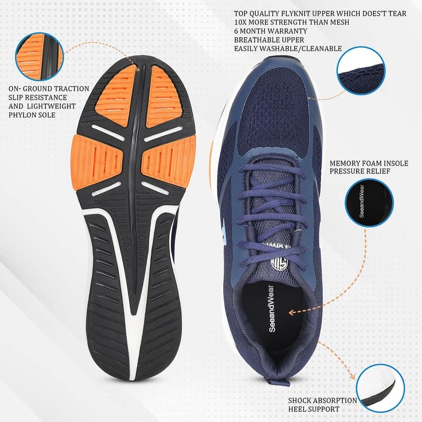 SeeandWear Velocity Sports Running Shoes For Men (Blue) view 7