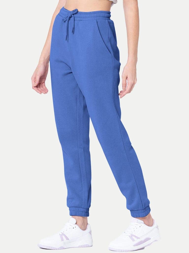 Womens Navy Solid Joggers view 3