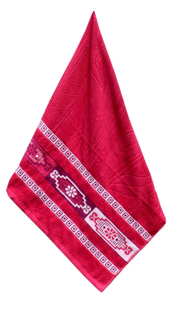 Mandhania Flora Border Soft Cotton BathTowels, 70x140 cm Pack of 1 Pink view 3