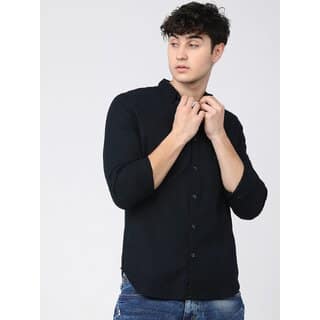 Baleshwar Men Black Solid Slim Fit Casual Shirt (Pack of Shirt)