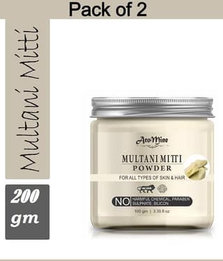 Aromine 100% Pure Multani Mitti Powder (Bentonite clay) For Skin Face Pack (Pack of 2)- 100gm Each