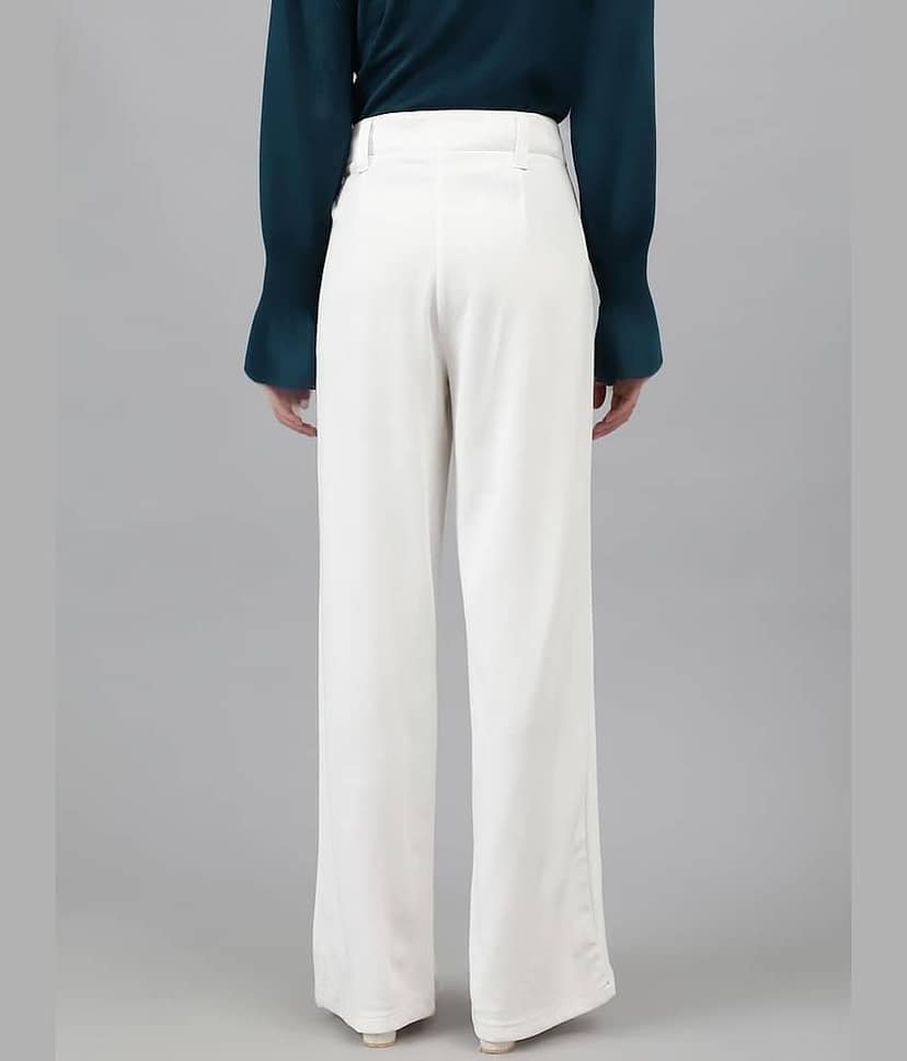 kotty Women Cotton Blend Casual Trousers ( White ) view 2