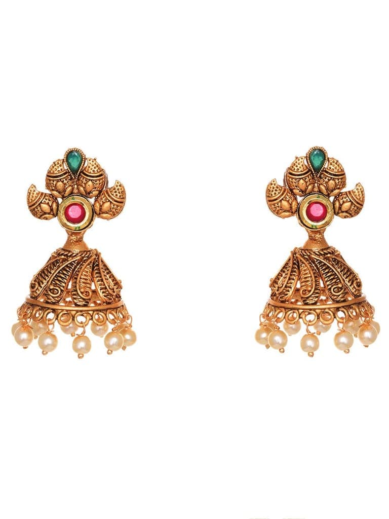 Gold Plated Kundan & Pearl studded Rajwadi Long Temple Necklace Jewellery Set view 6