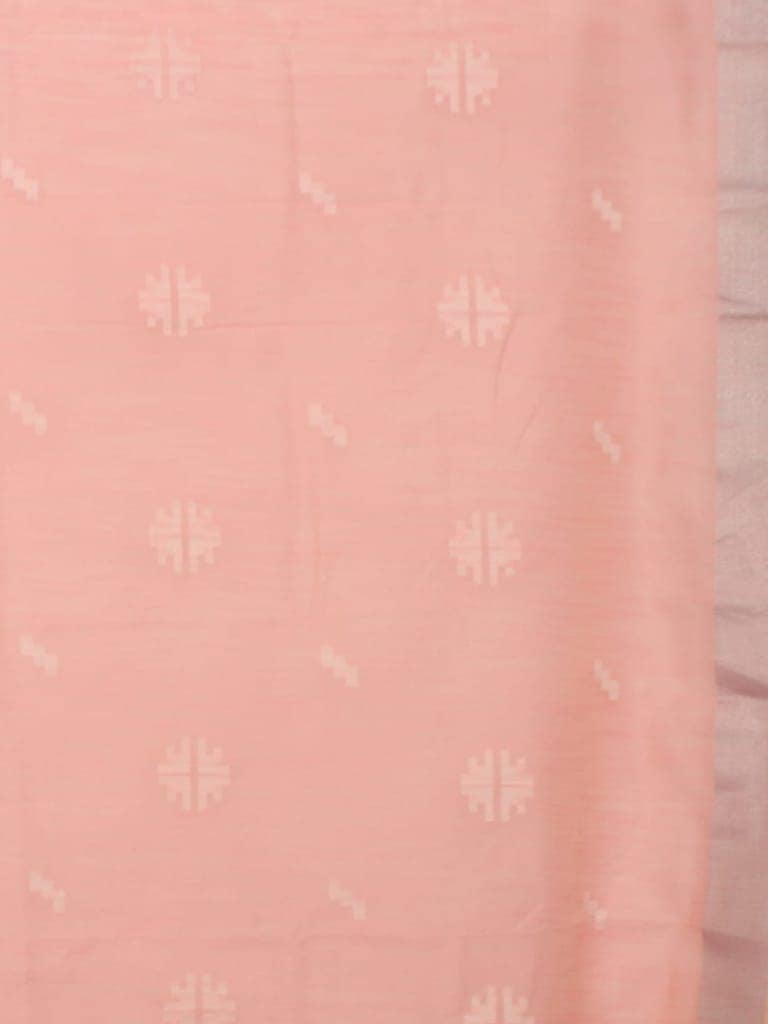 Pink Linen Saree With Foil Print view 4