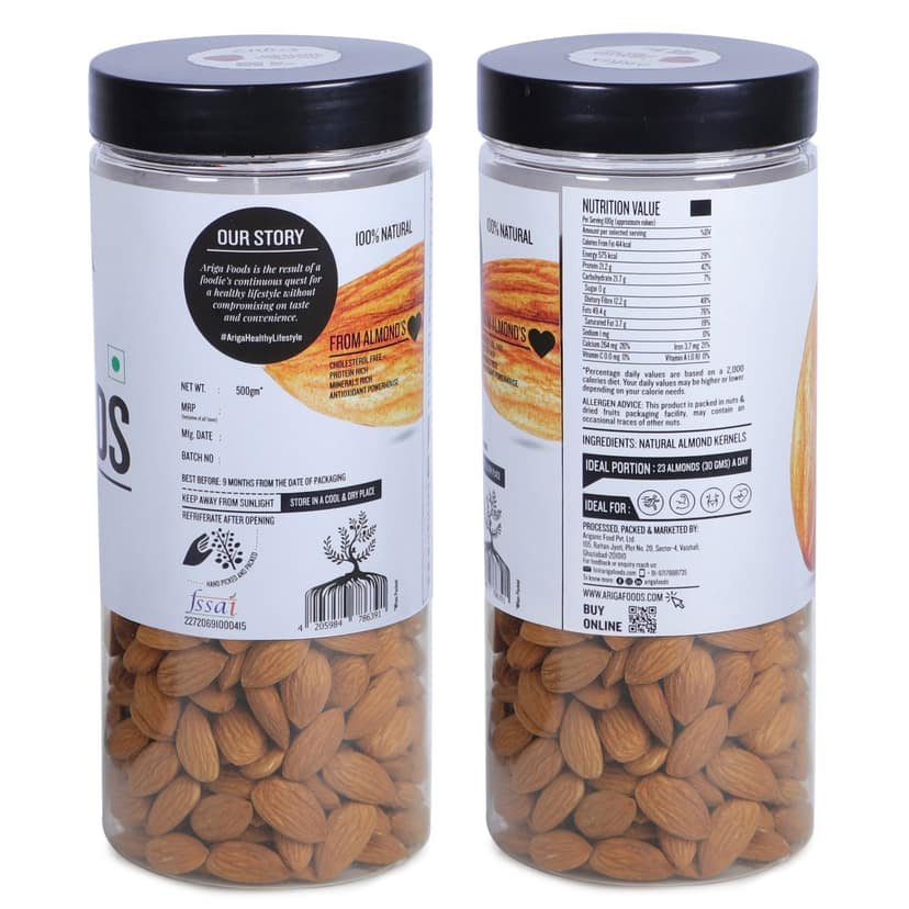Ariga Foods Premium Healthy & Nutritious California Almonds (500 g) view 2