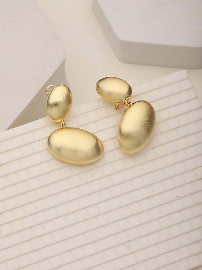 Anti-Tarnish Gold Plated Pebble Shaped Stacked Chunky Earrings view 2
