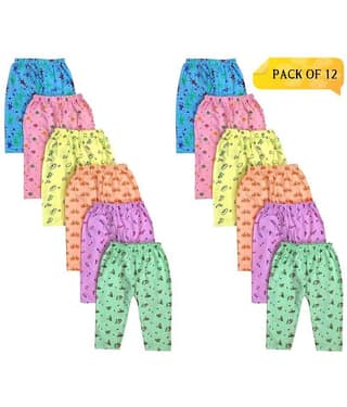 DAYAKU Pack of 12 Girls Cotton Blend Pyjama ( Multicolor )