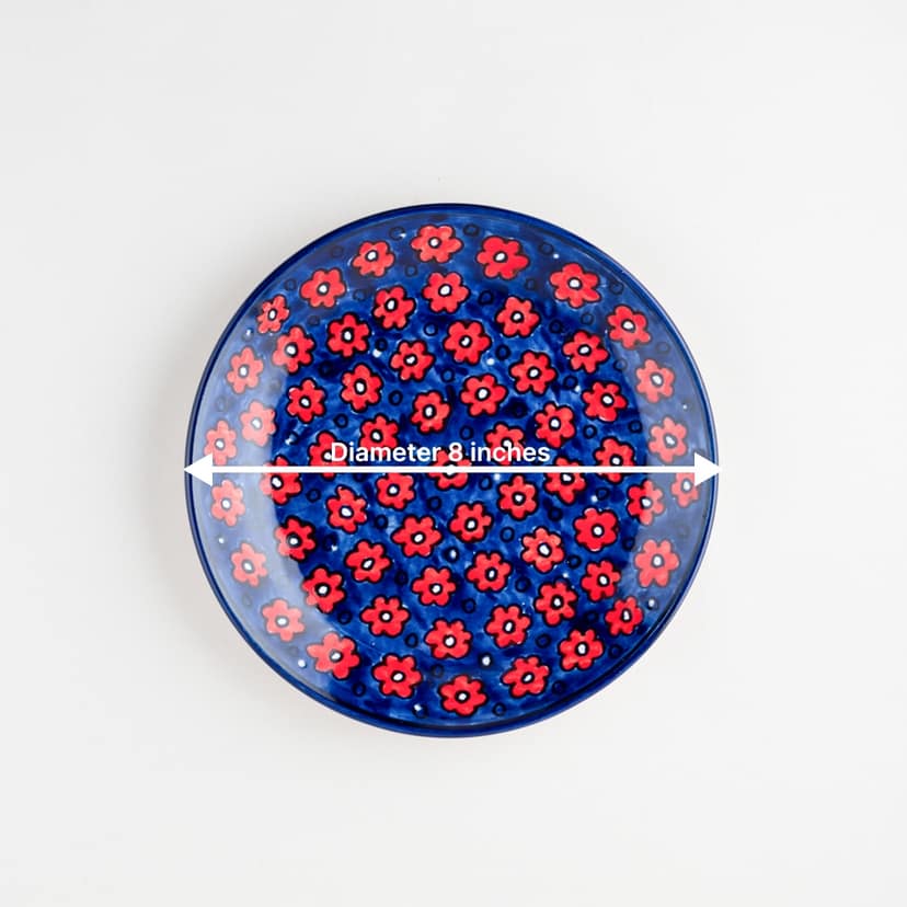 Blue & Red Floral Ceramic Breakfast Set of 3 (Plate - 8 Inches, Bowl - 5 Inches, Mug - 250 ml) view 2