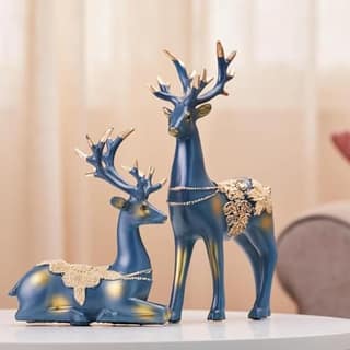 Resin Golden Reindeer Sculptures | Beautiful Home Decor Handicraft Resin | Elevates Energy of Your Room (Pack of