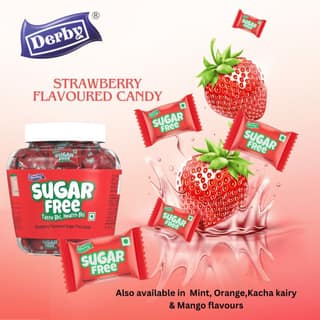 Derby Strawberry Flavoured Sugar-Free Hard Candies, Approx 115 candies 330g
