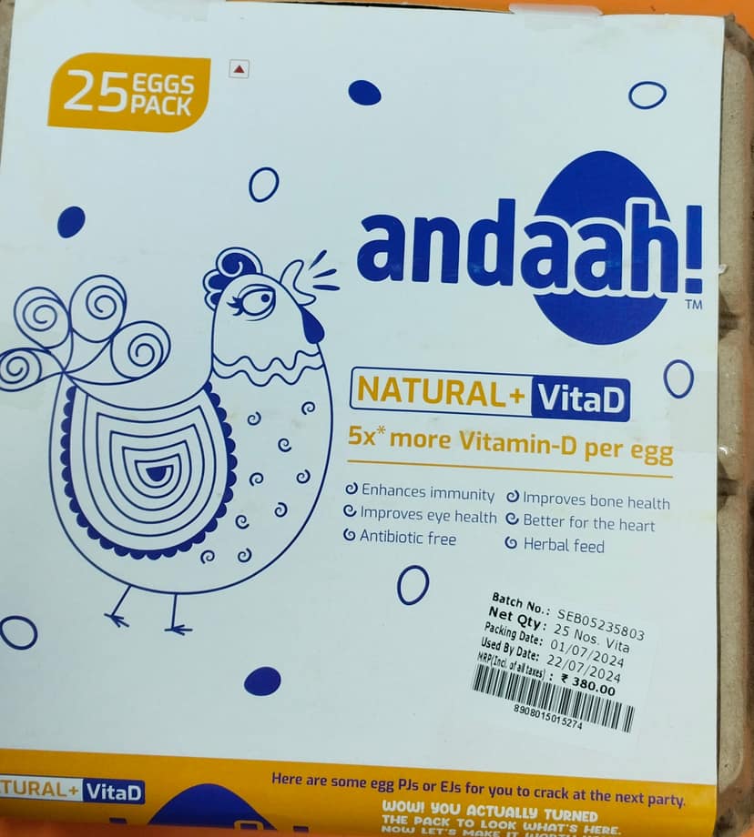 andaah 25 eggs pack Natural+VitaD