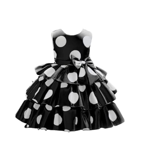 Buy & Try Girl's Satin Printed Knee Length Sleeve Less Short Frock Dress.