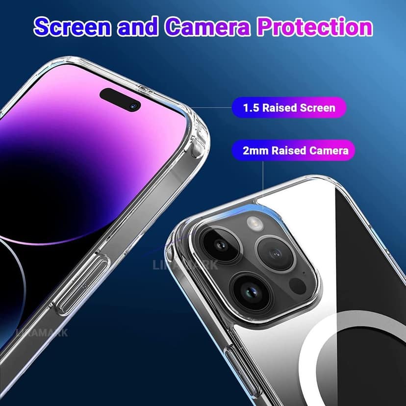 LIRAMARK Magnetic Protective Clear Case Compatible with Magsafe for Apple iPhone 14 Pro Max (6.7 inch) (‎Transparent) view 5