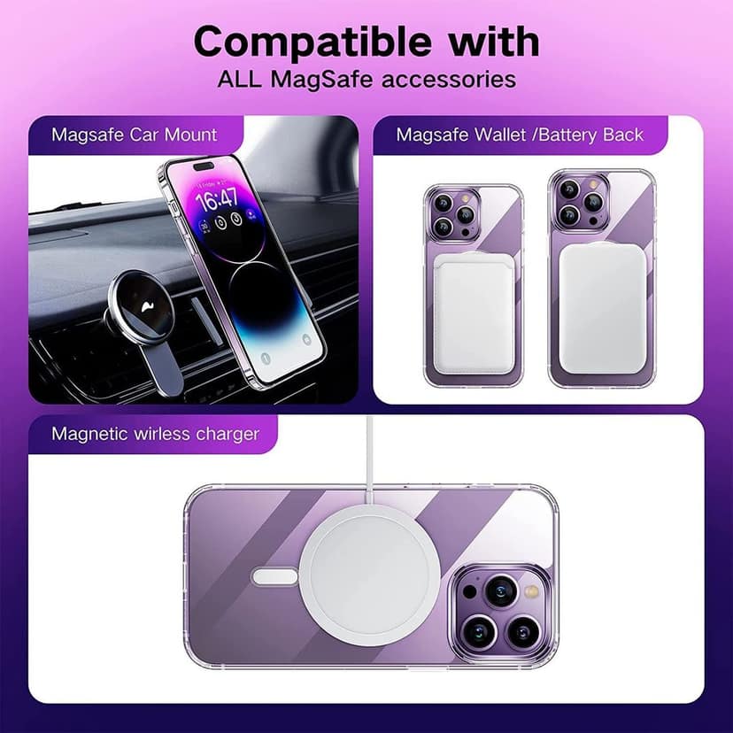 LIRAMARK Magnetic Protective Clear Case Compatible with Magsafe for Apple iPhone 14 Pro Max (6.7 inch) (‎Transparent) view 8