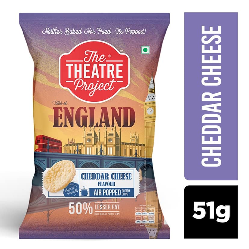 TTP Air Popped Chips - England Cheddar Cheese - 51 gms - Pack of 6