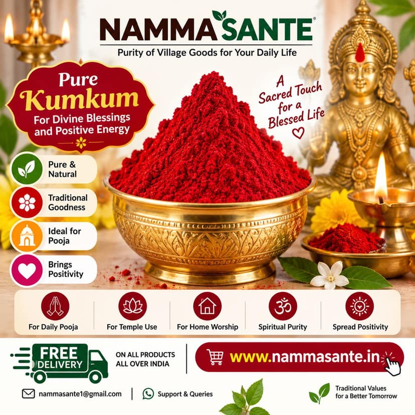 Pooja Kumkum, Pooja Tilak, Kumkum, Tilak, Sindoor, Pottu, Tika, Teeka, Vermilion, Sacred Red Powder, Puja Kumkum, Puja Tilak, Religious Kumkum, Devotional Kumkum, Pooja Powder, Worship Kumkum view 2