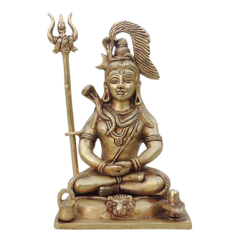 Brass Shiv Ji God Idol - Premium Decorative Showpiece, Height : 8.5 Inch (BSMAS1529 G) view 2