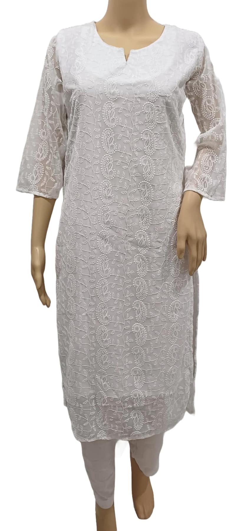 white chikankari kurta - Premium Quality view 2