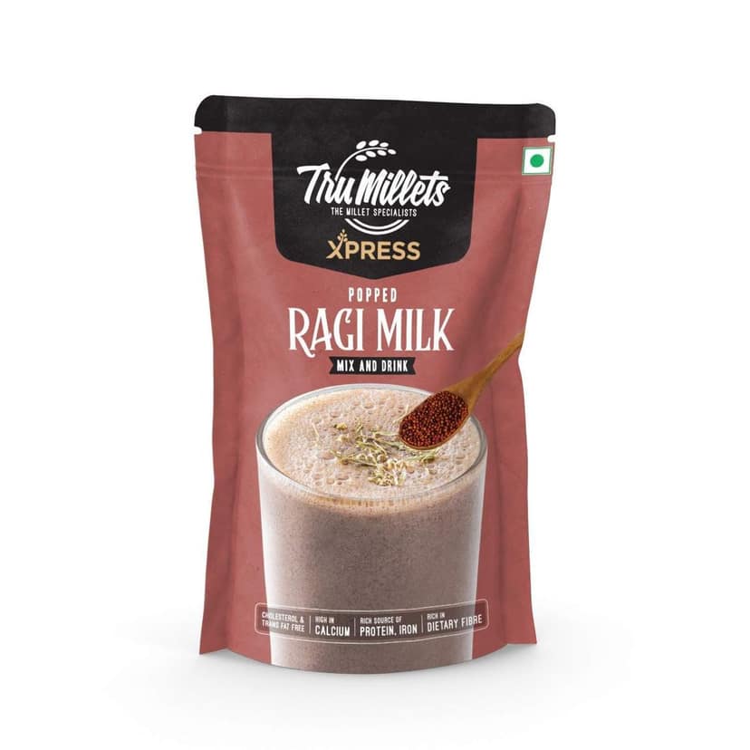 Trumillets Xpress - Healthy Millet Drink - Instant Mix | Nutrition for Adults (Men & Women), Kids- Health, Strength and Energy| No Preservatives| Gluten Free| Popped Ragi Milk & Badam Milk (Pack of 2) view 3