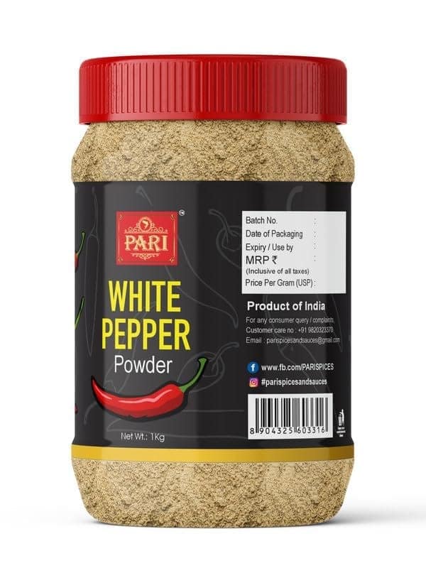 Pari White Pepper Powder | Safed Mirch Powder | Use in Casseroles, Pies, Mayonnaise, Cream-based soups and White sauces | (Pack of 1 x 1000g) view 5