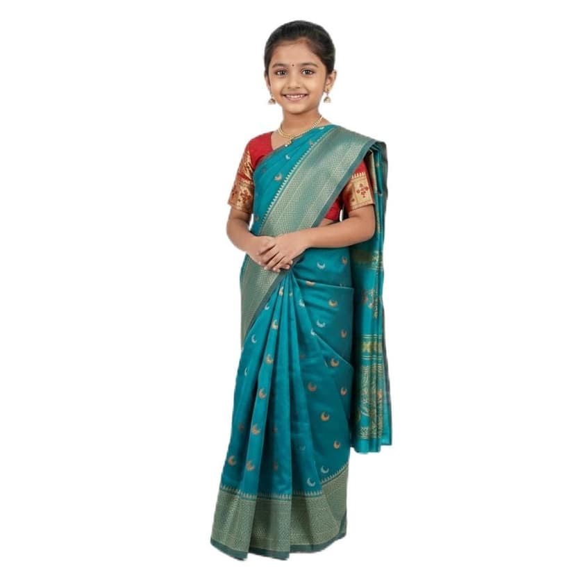 Mom and Me Maharashtrian Art Silk Saree for Girls