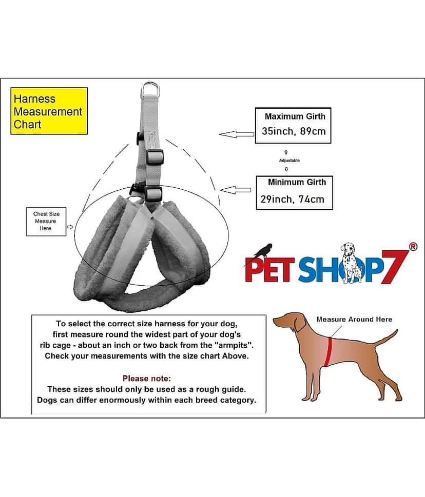 Petshop7 Fur Padded Nylon Dog Harness & Dog Leash & Rope Large (Chest Size - 29-35inch) view 4