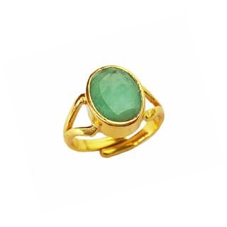 RS Jewellers Certified Emerald Panna 6.25 Carat Panchdhatu Gold Plating Astrological Ring for Men Women