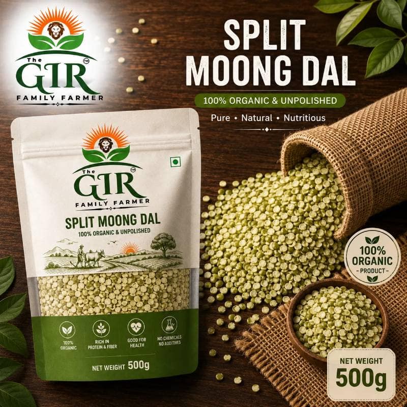 The Gir Family Farmer Organic Split Moong Dal (500g) | Pure & Unpolished | Everyday Cooking view 2