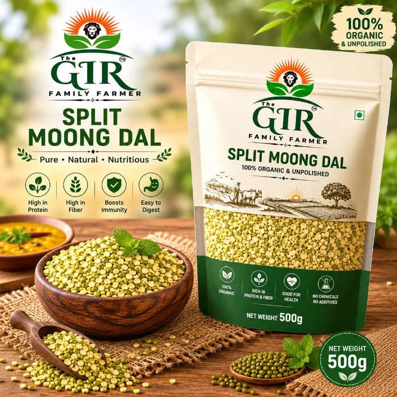 The Gir Family Farmer Organic Split Moong Dal (500g) | Pure & Unpolished | Everyday Cooking view 3