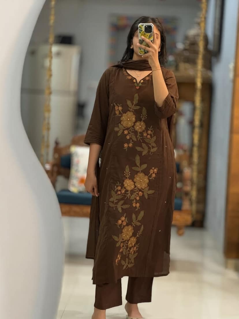 Kalamkari Suit Set with Cotton Dupatta