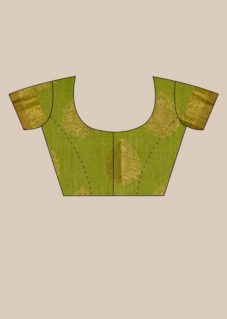 Lime Green Semi Silk Saree With Modish Design view 5