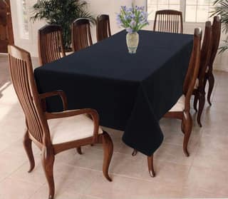 AIRWILL 100% Cotton Solid Pattern 8 Seater Rectangle Table Cover Sized, 56x95 inches (Black, Pack of 1)