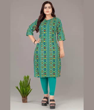 AMTHI Cotton Blend Printed Straight Women's Kurti - Pink ( Pack of 1 )