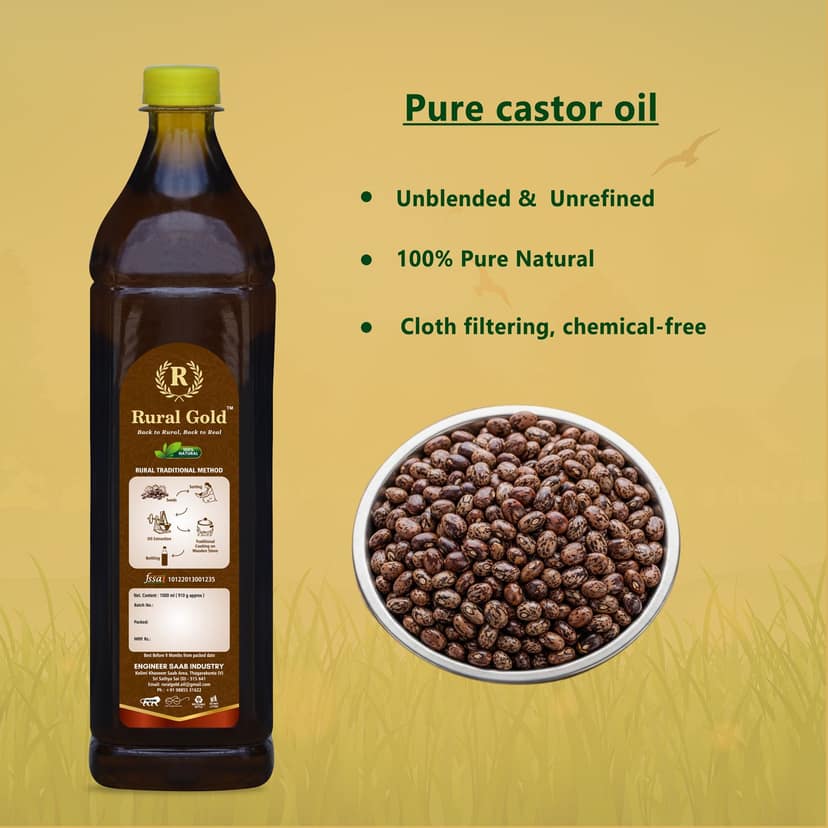 100% Pure Cold Pressed Castor Oil for Hair, Skin, and Body - 1 LTR view 3