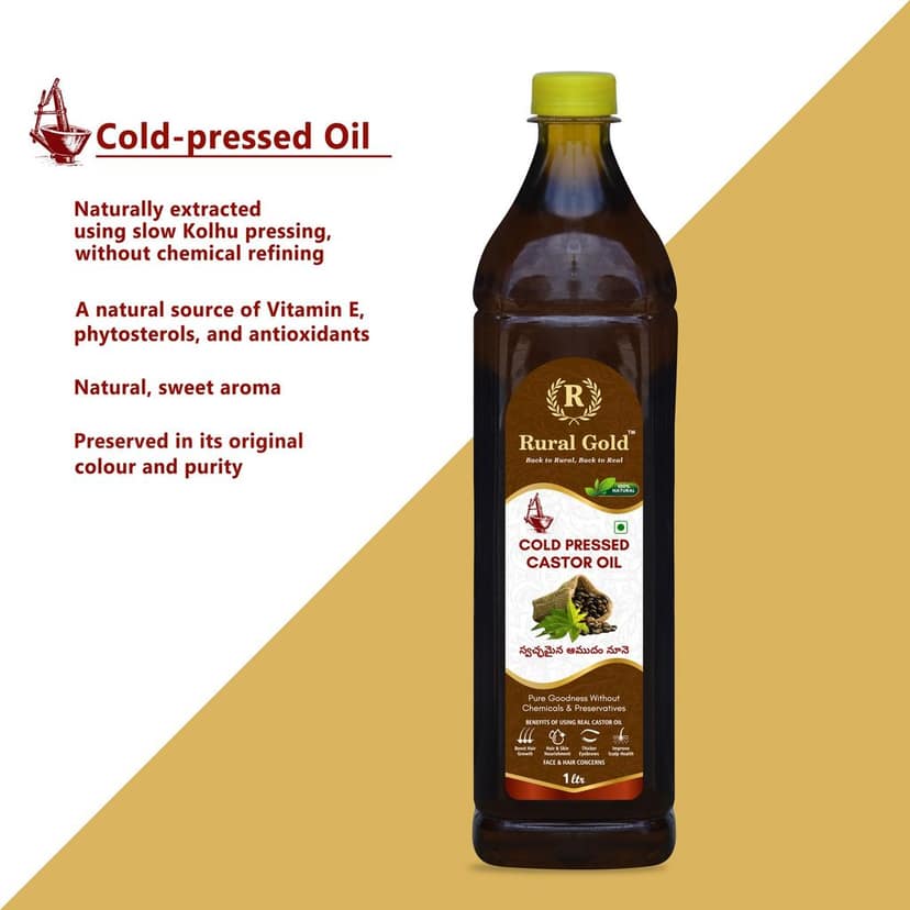 100% Pure Cold Pressed Castor Oil for Hair, Skin, and Body - 1 LTR view 4