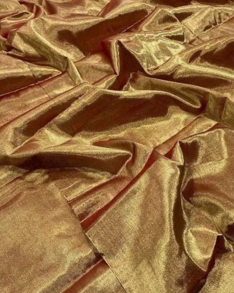Maheshwari Tissue Silk Saree Caramel Brown Color with running blouse-3678 view 2