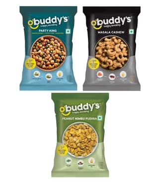 O'buddy's Party King 30 gm, Masala Cashew 16 gm & Peanut Nimbu Pudina 30 gm - Combo Pack of 15 (5 Packs of Each)
