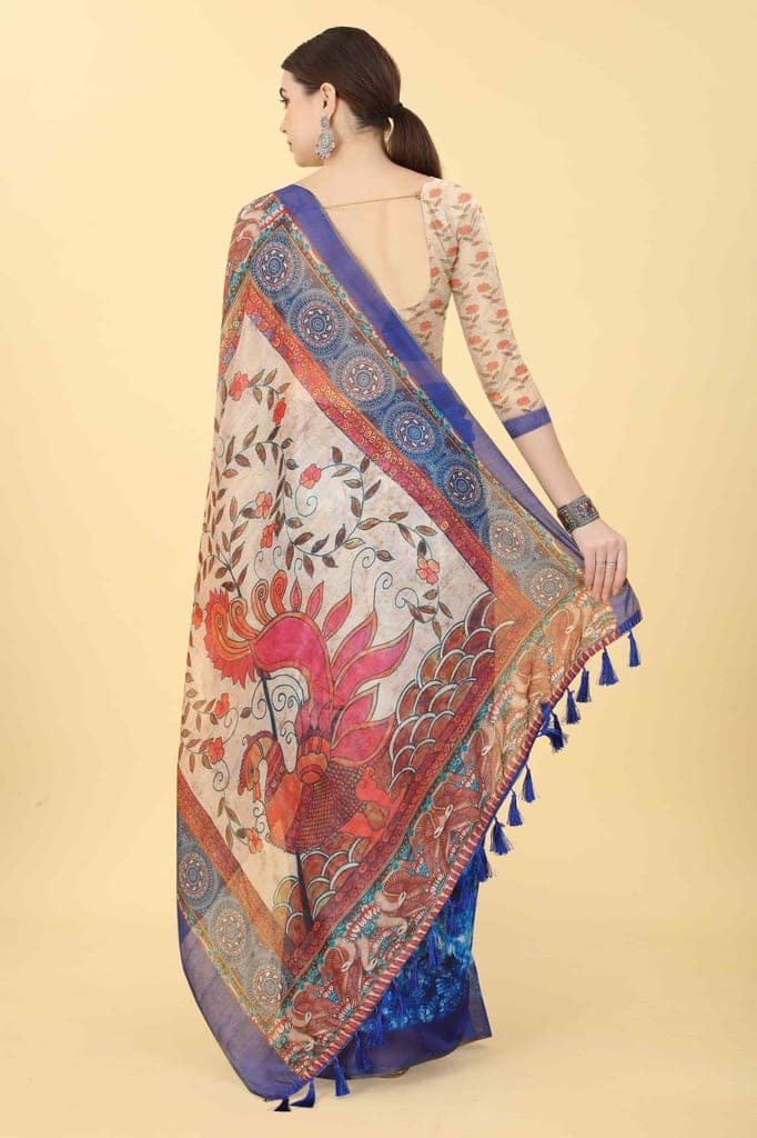Women's Kalamkari Digital Printed Saree view 3