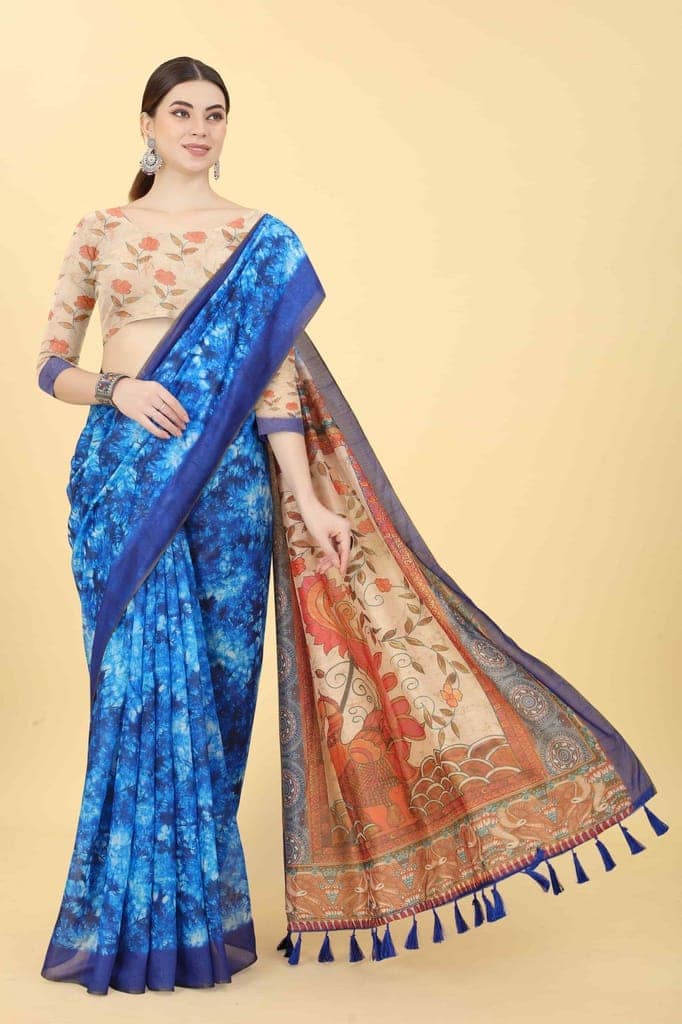 Women's Kalamkari Digital Printed Saree view 4
