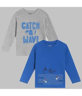 ETCHED DESIGN Pack of 2 Boys Cotton T-Shirt ( Multicolor )