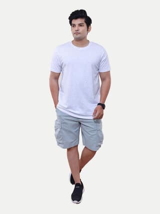 Men Basics Solid White Crew Neck Cotton T-shirt
