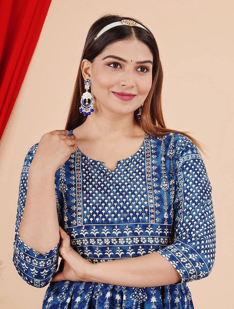 MANMAYEE Women's Rayon Sitara Work Long Kurti Gown | A-Line Kurti view 5