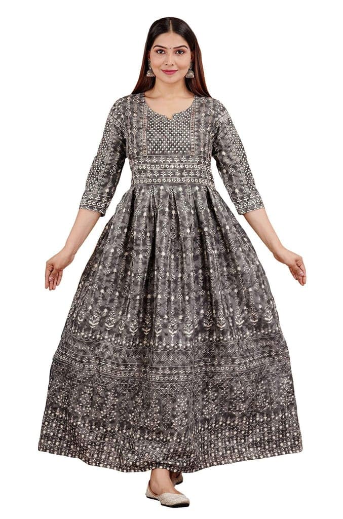 MANMAYEE Women's Rayon Sitara Work Long Kurti Gown | A-Line Kurti view 8