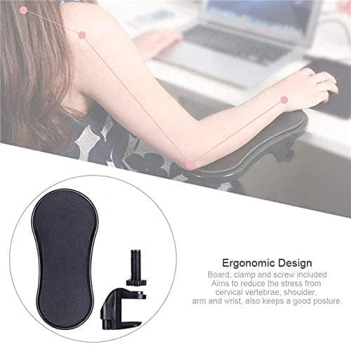 SHANAYA Arm Rest for Desk, Black Desk Extender Ergonomic Arm Support, Wrist Support, Adjustable Rotating Computer Arm Support Pad for Table, Office, Chair, Desk (Multicolor)