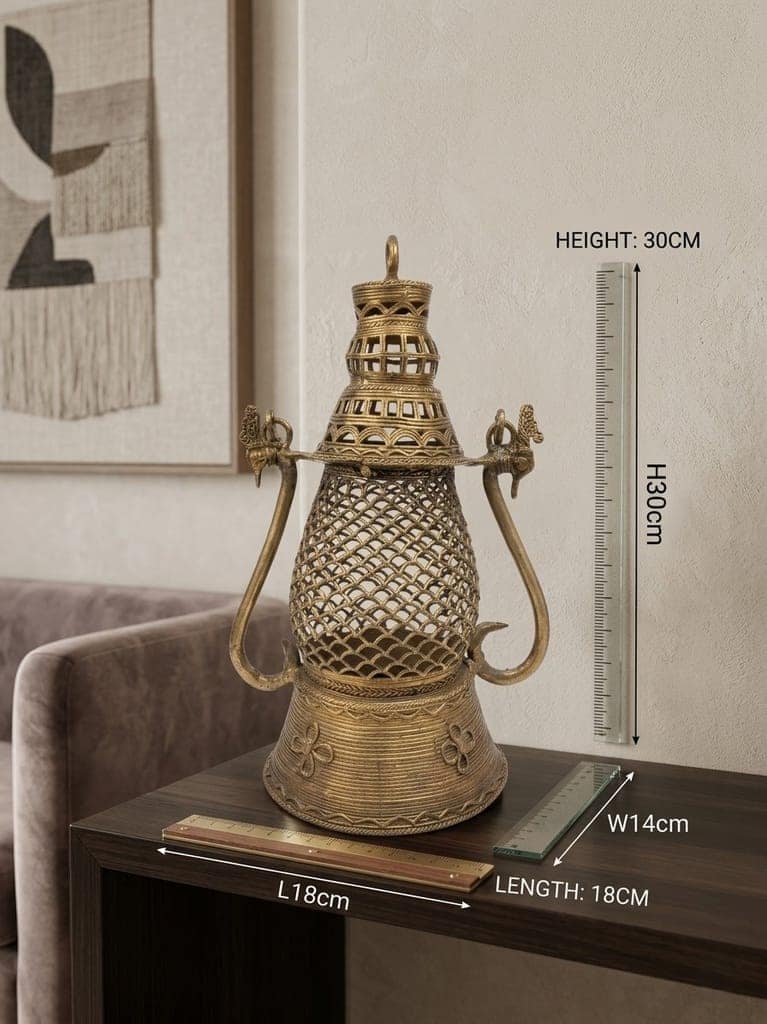 Tribes India Dokra Lalten 11'' (Sagar Jhareka) : CG: 1TMTDCOCG11088 -M3 view 5