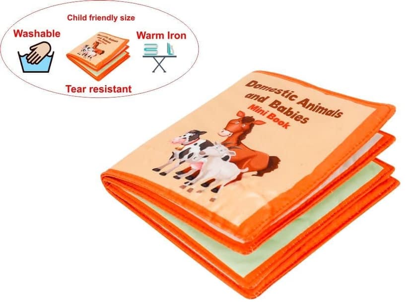 Skyculture� Farm Animals Mini Cloth Book - English Language, Soft Fabric Toy Book for Early Learning view 2